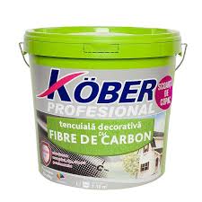 Tencuiala decorativa cu fibra carbon Kober Profesional, 1.5 mm, structurata, aspect scoarta de copac, interior / exterior, 25 kg