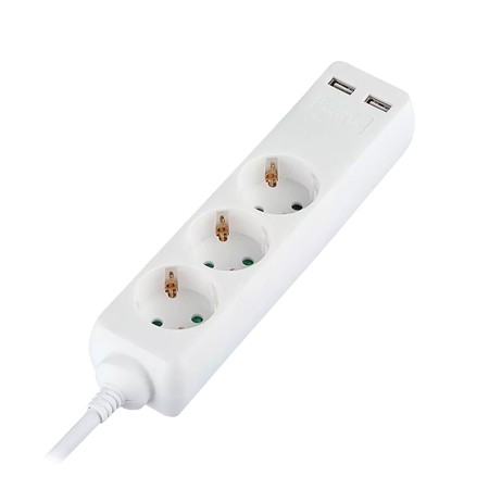 [sku-8775 ] PRELUNGITOR 3 CAI + 2USB 5M(3G1.5MM2) ALB