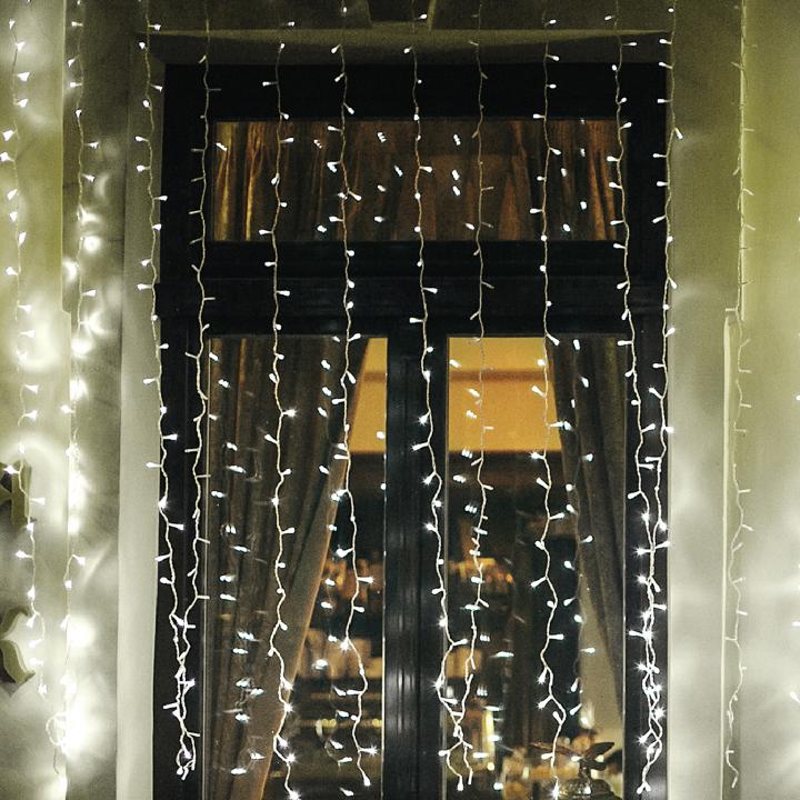 Perdea de lumini cu LED-uri, pt. exterior, 2m x 1m, 21 ghrlande, 210 buc LED-uri alba rece Somogyi
