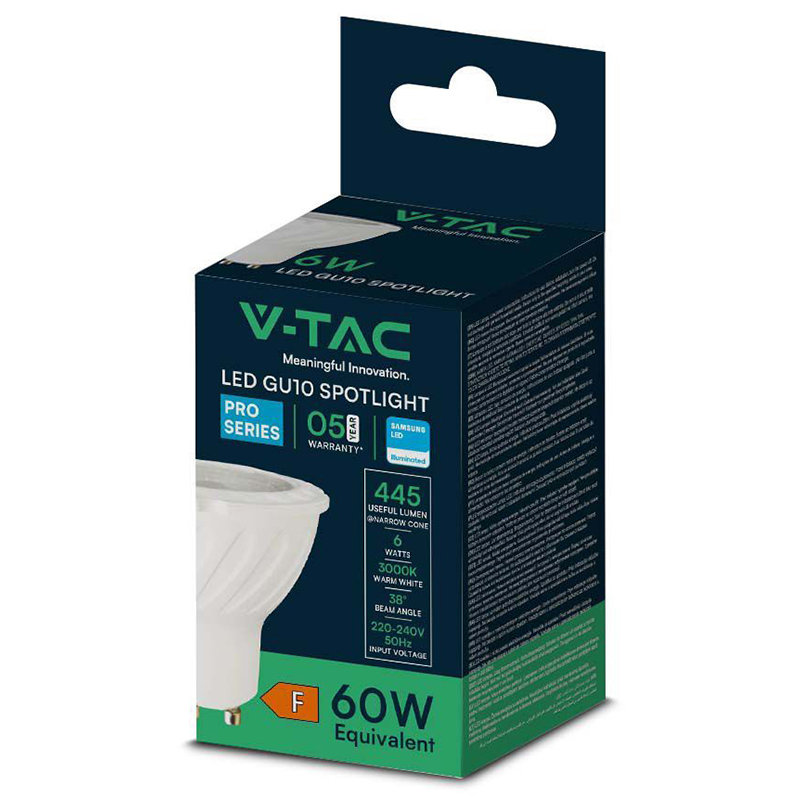 BEC SPOT LED GU10 6W 3000K ALB CALD, CIP SAMSUNG V-tac