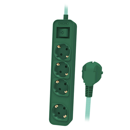 [PH-CHP2147G ] Prelungitor cu intrerupator 4 cai 1.5m verde Philips
