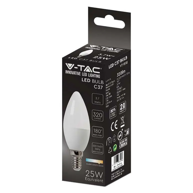 BEC LED E14 3.7W 3000K ALB CALD V-tac