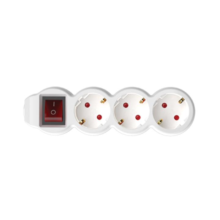 Prelungitor 3 prize, intrerupator, 3x1.5mm2, 1.5 m, alb Somogyi