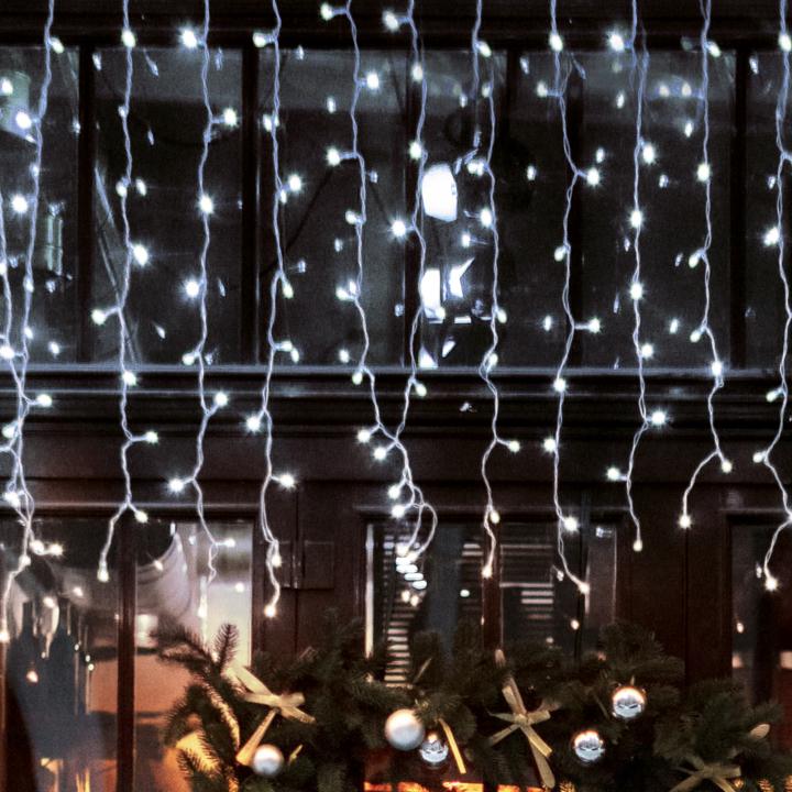 Perdea de lumini cu LED, decor sloi de gheaţă, 5m / 200 LED-uri alba rece, cu legare în serie Somogyi
