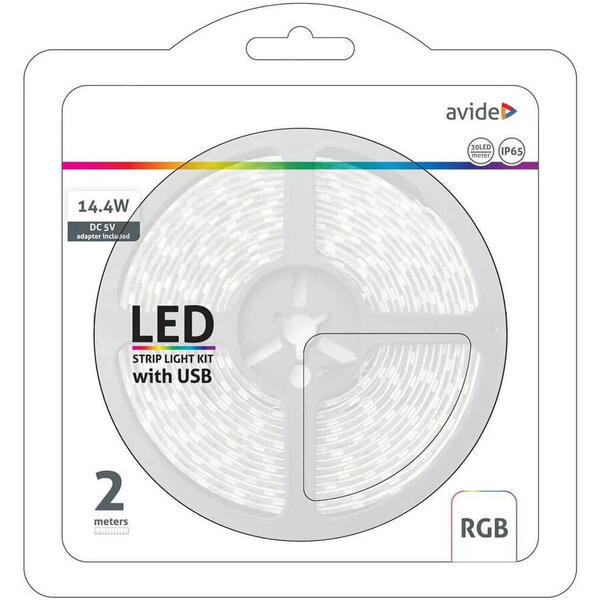 [ABLSBL5V5050-30RGB65] Banda LED 5V 7.2W SMD5050 30LED RGB IP65 2m Avide