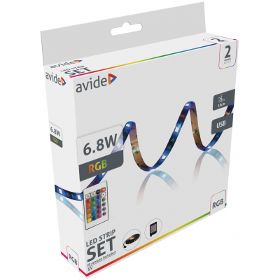 Bandă LED 5V SMD5050 30LED RGB IP65 2m + telecomandă IR 24-taste Avide