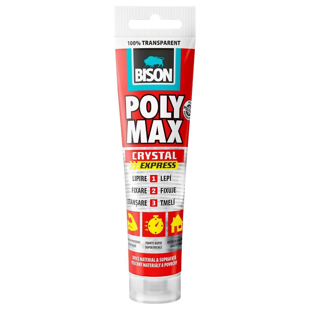 Adeziv și etanșeizant MS Polimer Poly Max Crystal Express, transparent, 115g Bison