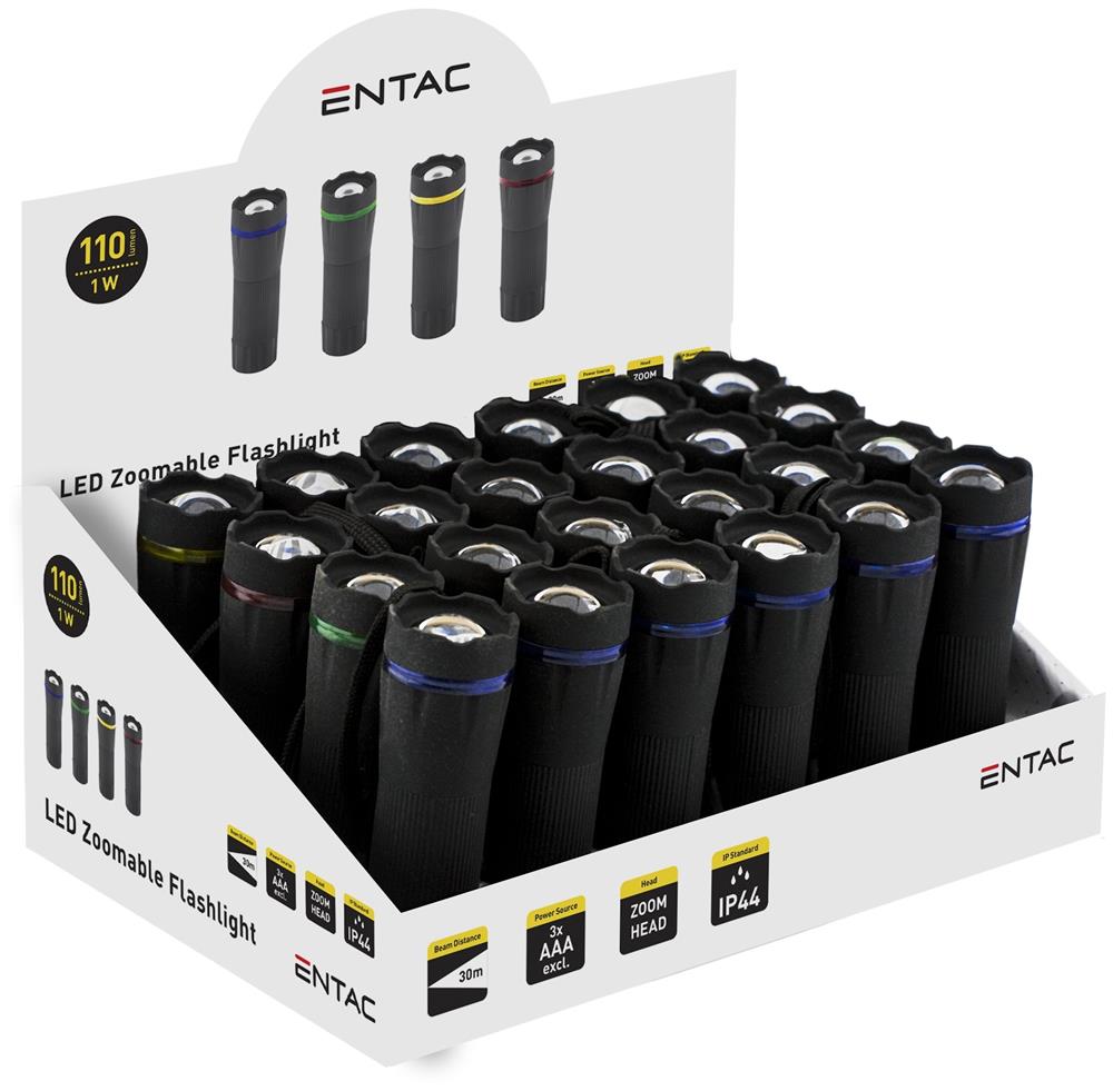 [EFL-ZOOM-PL] Lanternă cu focus Plastic (display 24buc) - 3xAAA Entac