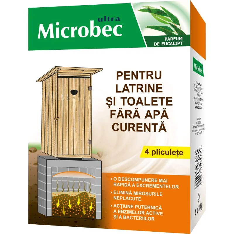 [4731] Plicuri pentru latrine si toalete fara apa curenta, Microbec, set 4 bucati, parfum de eucalipt