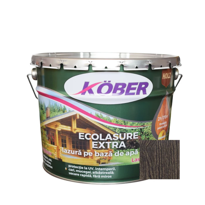 Lac/lazura 3 in 1 pentru lemn, Ecolasure Extra, wenge, pe baza de apa, interior/exterior, 10l Kober