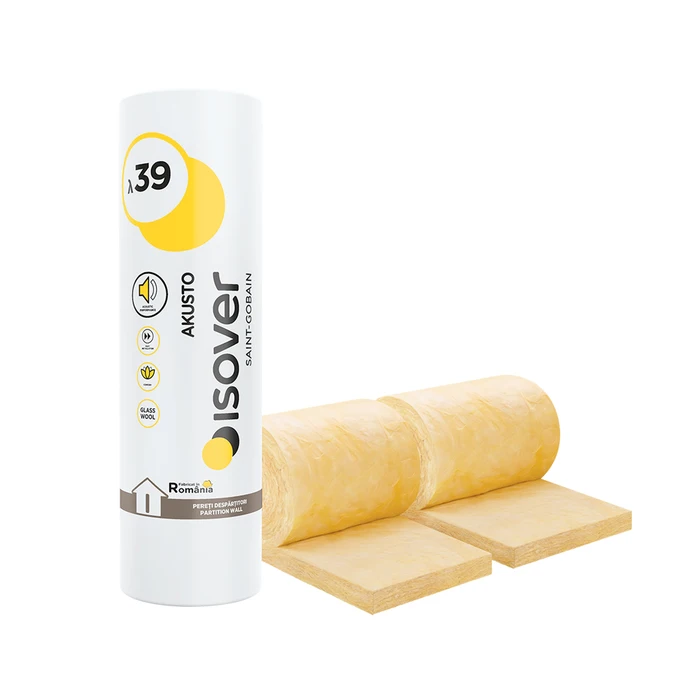 Vata minerala de sticla Isover Akusto 5 Twin 2 x 7500 x 600 x 50 mm 18mp/rola