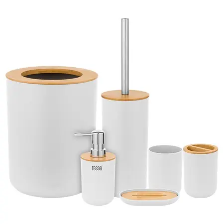 Set 6 accesorii baie alb Teesa