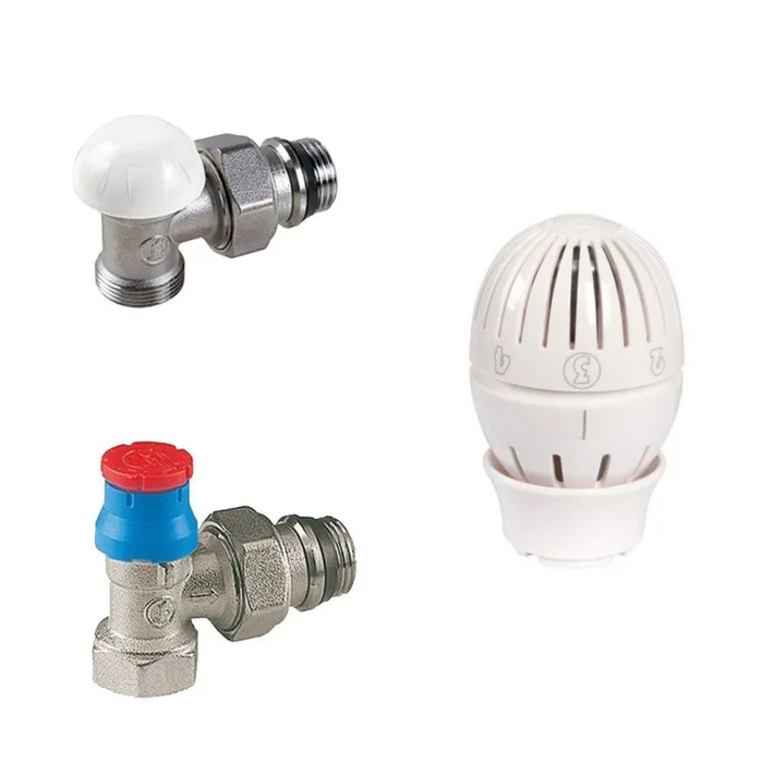  Set robinet calorifer termostatat + robinet calorifer retur + cap termostat, alama, 1/2" R470FX003 Giacomini