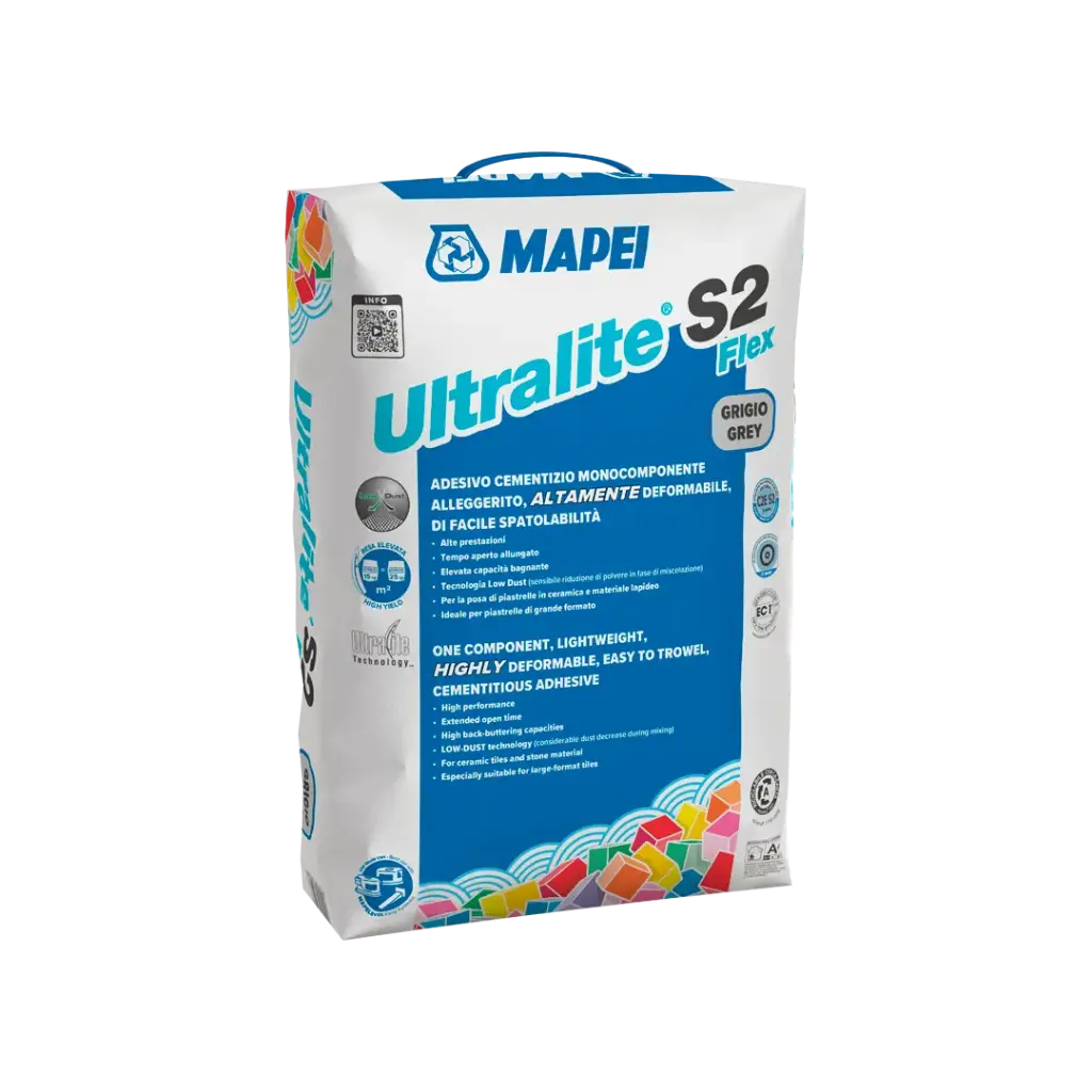 Adeziv flexibil pentru placi ceramice si din piatra naturala Mapei Ultralite S2, gri, 15 kg