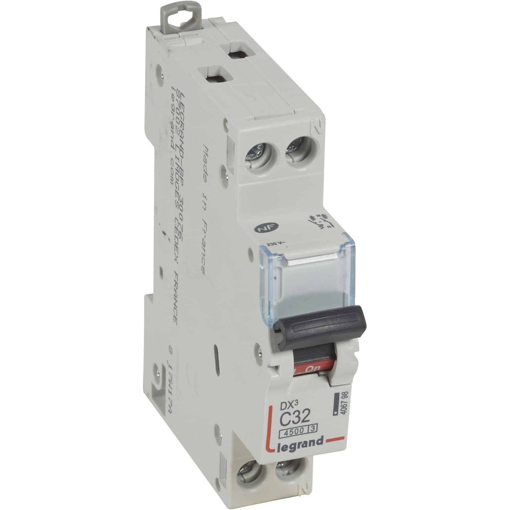 Siguranta automata (disjunctor) bipolara Legrand, 1P+N, 32A, curba C, 4.5kA, Legrand