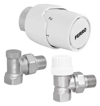 Set robinet radiator+detentor drept 1/2+cap termo GT20 (ZTM20) Ferro
