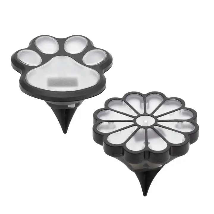 Lampă solară de grădină, amprenta caine floare, 12 buc./display, 1 LED alb cald Somogyi