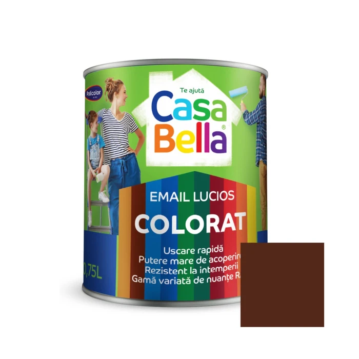 Vopsea alchidica pentru lemn/metal, Casabella, interior/exterior, brun, 0.75l Policolor