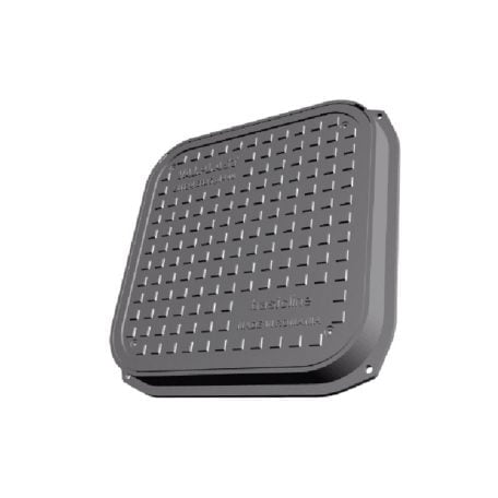 Capac+rama compozit A15 rotund negru pas liber 282 rama 374X374xH80 Valplast