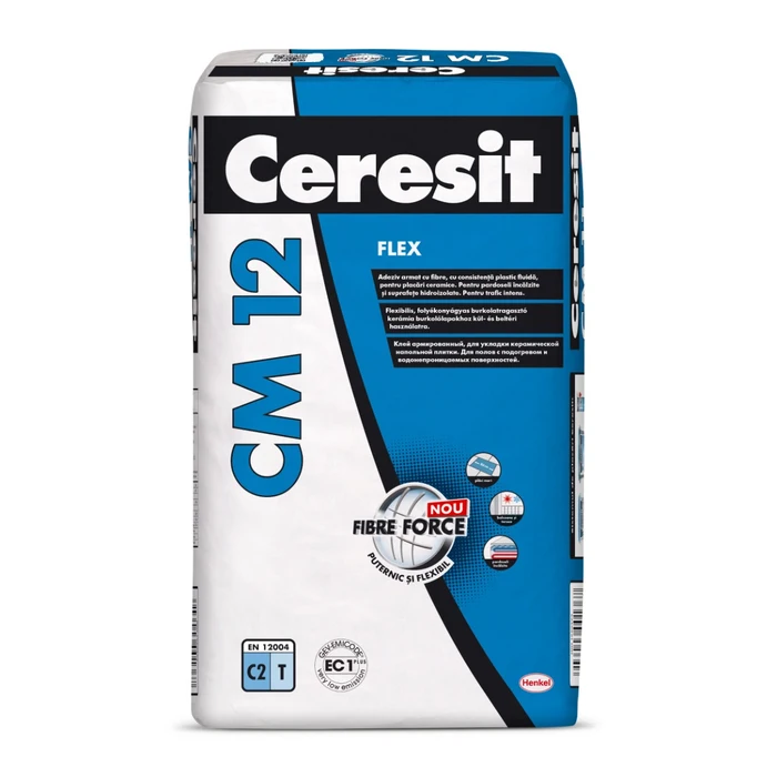 CM12 adeziv semiflexibil pentru placi portelanate la interior 25kg Ceresit
