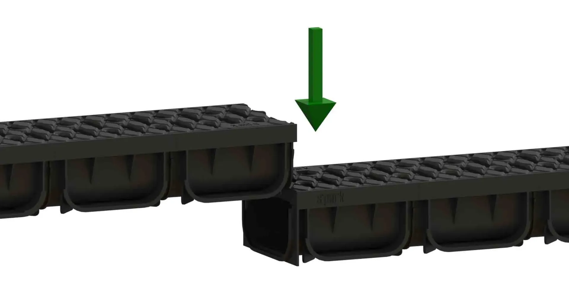 [08818-N] Kit rigola PP EASY 2 LN100 Hext.70 gratar PP Negru A15 1000x125x70 (08818-N) Vodaland