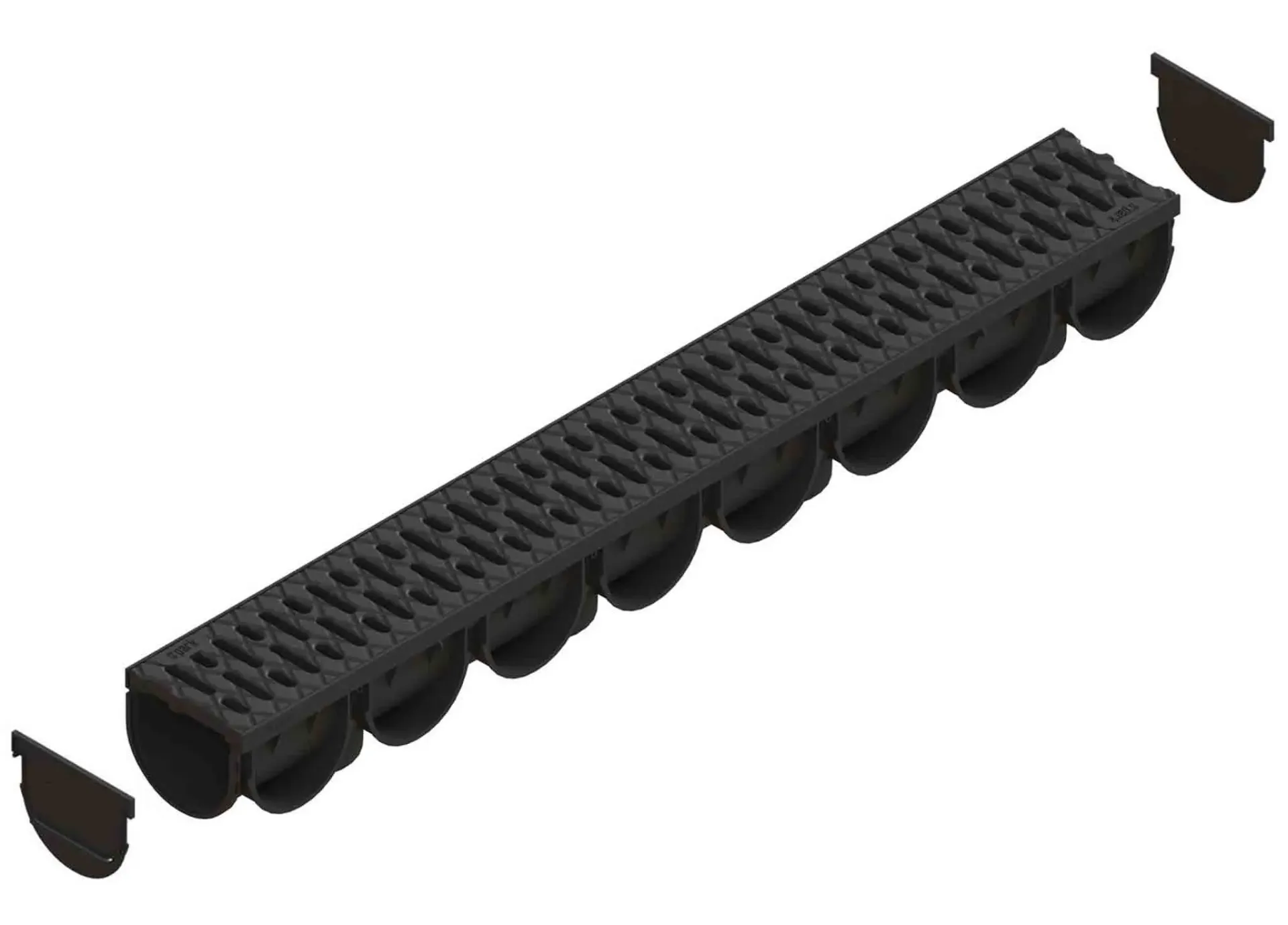 Kit rigola PP EASY 3 LN100 Hext.100 gratar PP Negru A15 1000x125x100 (088208) Vodaland
