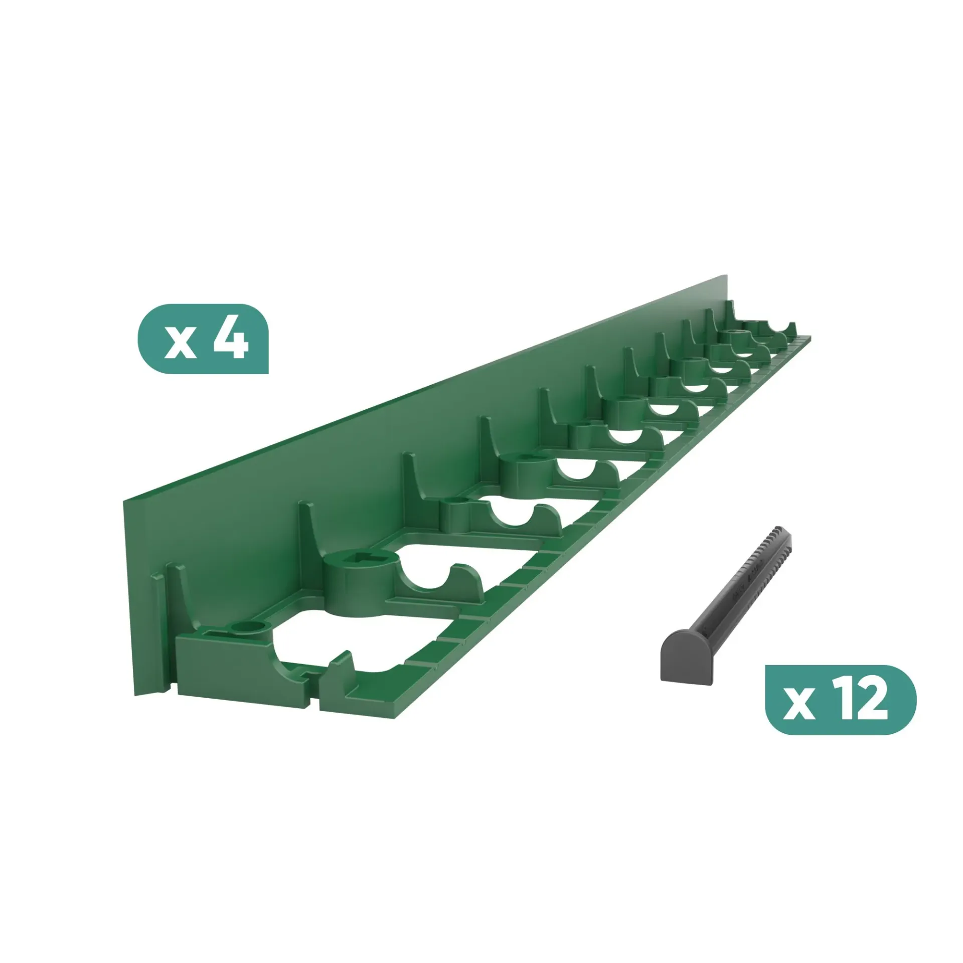 [824458.12-4-V] Kit bordura PP TERRA pt pavaj L=1m, 4buc, 12 ancore incluse, H45, verde (824458.12-4-V) Vodaland