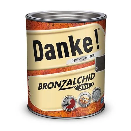 [27102] Email pentru metal Danke Bronzalchid 3in1, interior/exterior, pe baza de solvent, gri, lucios, 2.5l Danke