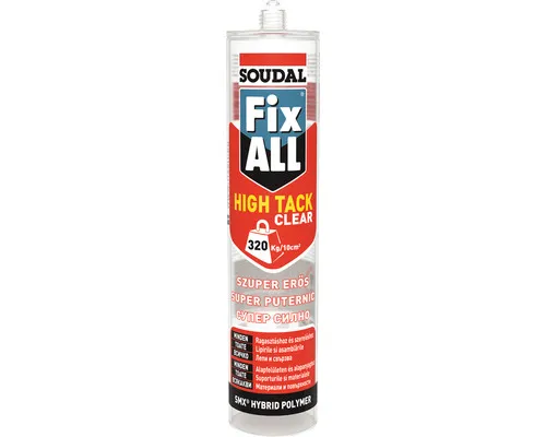 Adeziv pentru suprafete multiple Fix All High Tack transparent interior/exterior, 290ml Soudal