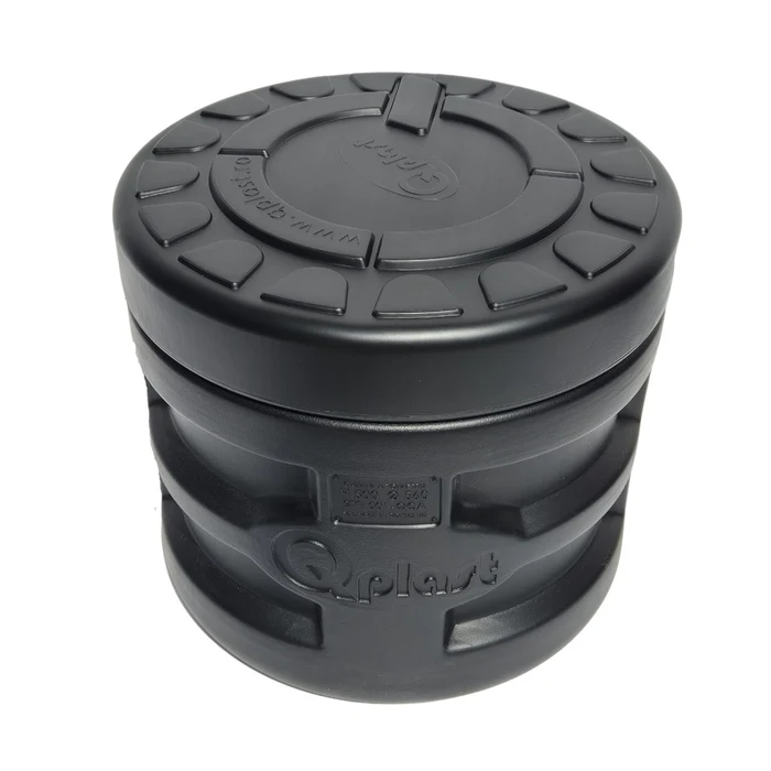 Camin HDPE, triplustrat D.560 H.500 negru cu capac Qplast