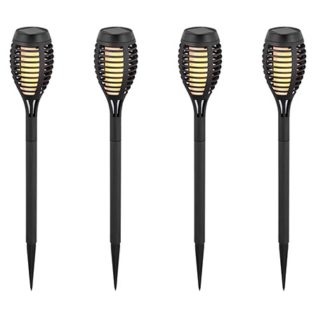Set 4 corp iluminat gradina IP44 3 in 1 efect flacara incarcare solar V-tac