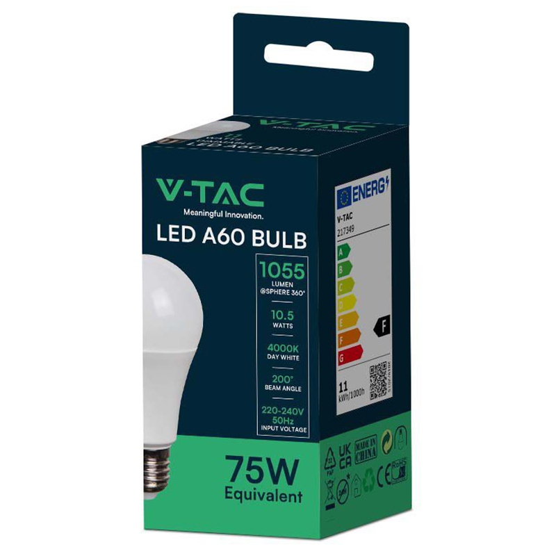 Bec led A60 E27 10.5W 4000K alb neutru V-tac