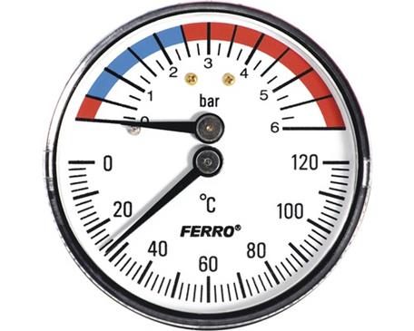 Termomanometru axial 6bar 120C 1/2" tm63a Ferro