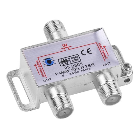 Splitter 2 cai power pass 5-2450Mhz