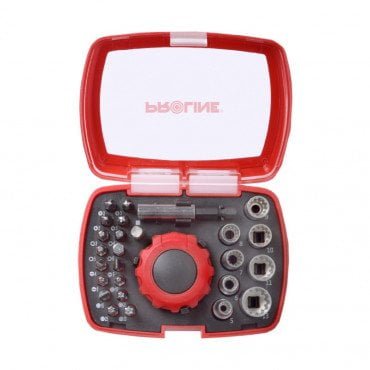 Set varfuri si tubulare cu surubelnita clichet - 27p. Proline