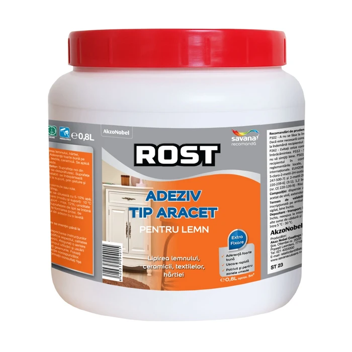 Aracet pentru lemn, interior / exterior, alb, 0.8l Rost