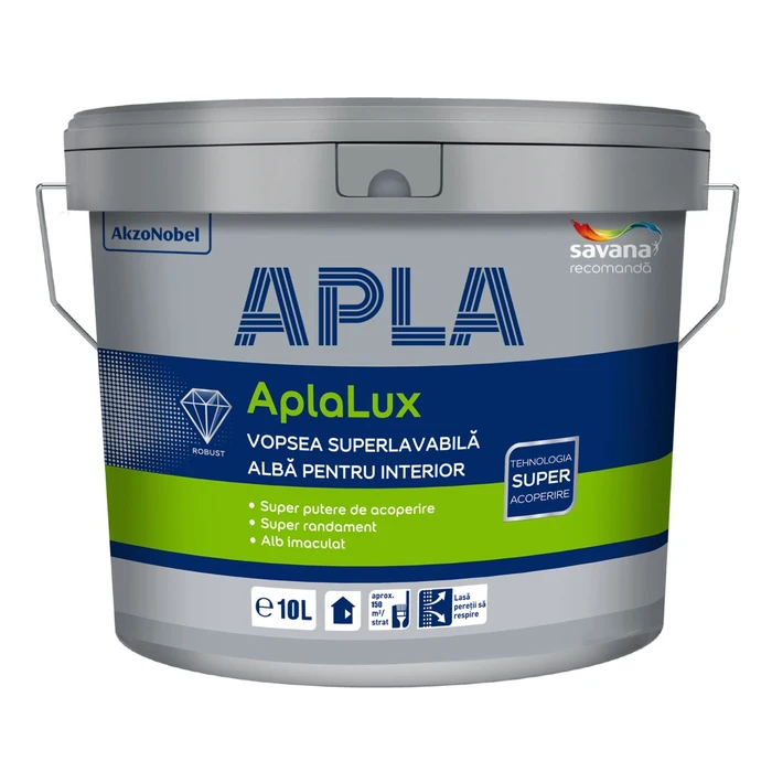 [5007] Vopsea superlavabila interior, alba, 10l Aplalux