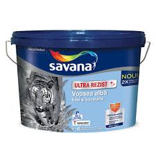 Vopsea ultra-lavabila interior, pentru baie si bucatarie, Ultrarezist, antimucegai, alba, 4l Savana