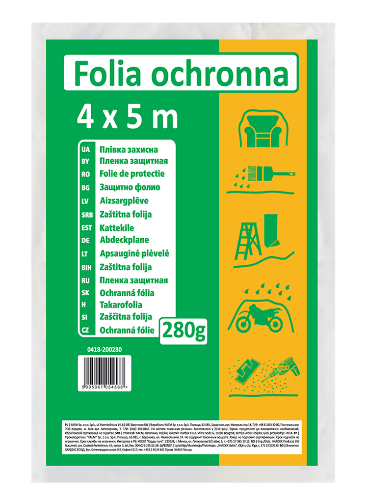 Folie de protectie 280g ldpe reciclat 4 x 5m Hardex