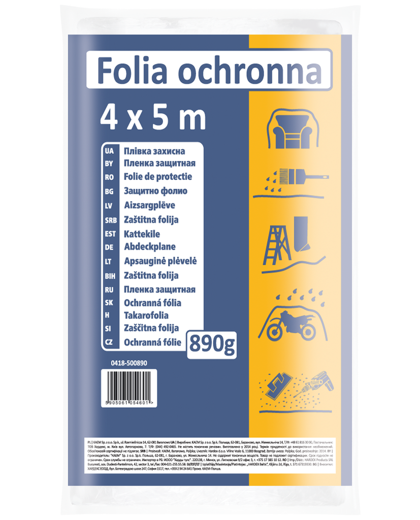 Folie de protectie 890g lpde reciclat 4 x 5m Hardex