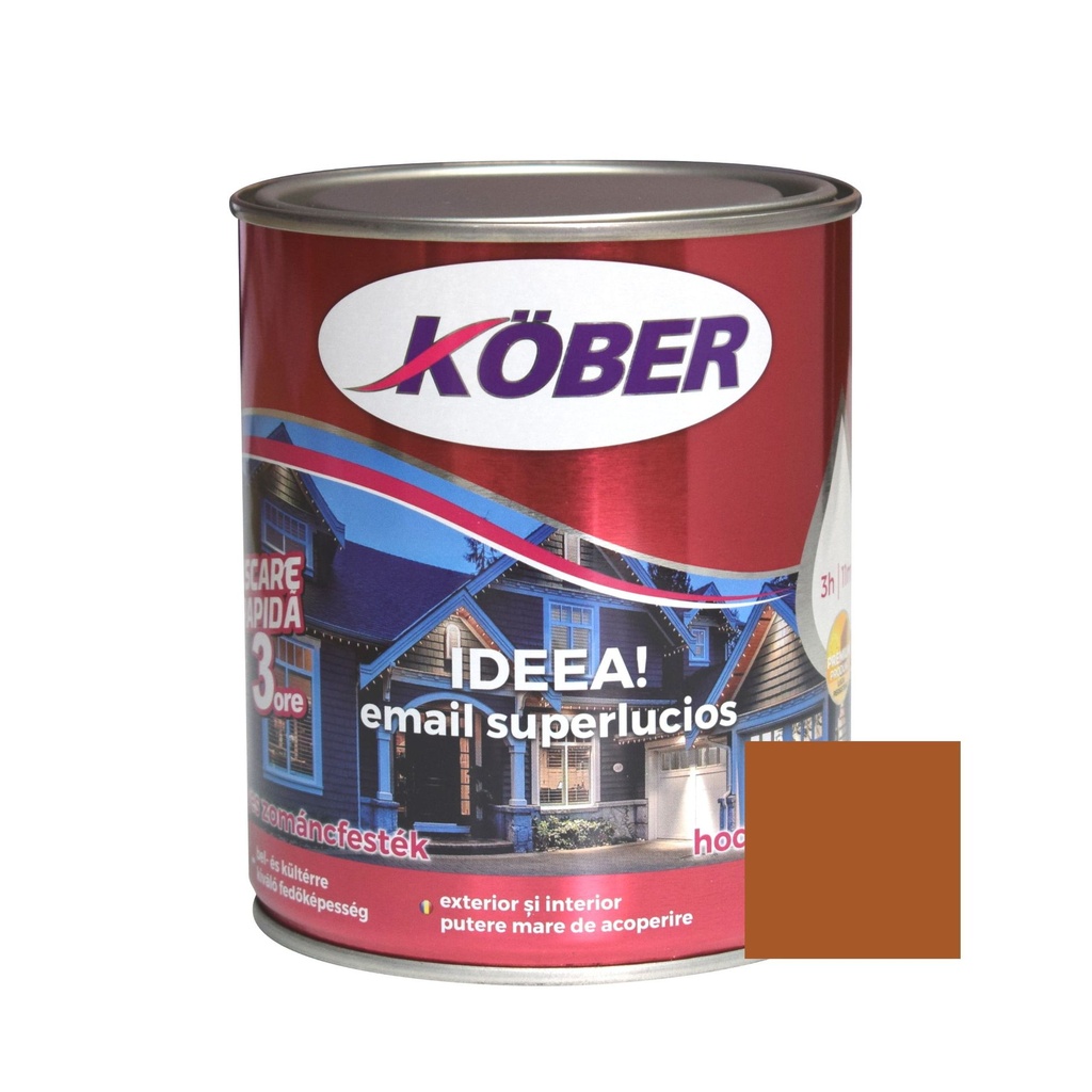Vopsea alchidica pentru lemn / metal, Kober Ideea, interior / exterior, ocru, 0.75 L