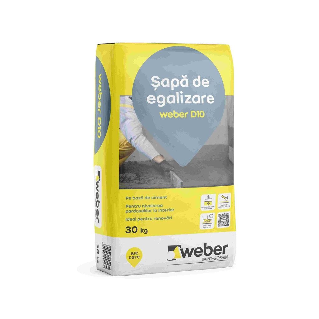 Șapă de egalizare D10, sac hârtie,2-10mm, 30kg 42saci/pal Weber