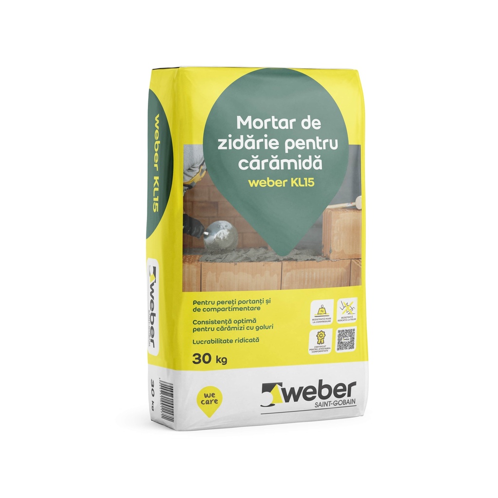 Adeziv de zidărie pentru cărămidă KL15, sac de hârtie 30kg 42saci/pal Weber
