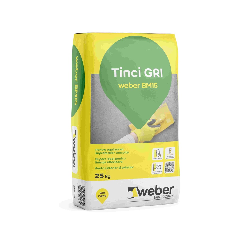 Tinci gri pentru exterior și interior BM15, sac de hârtie 25kg 48saci/pal Weber