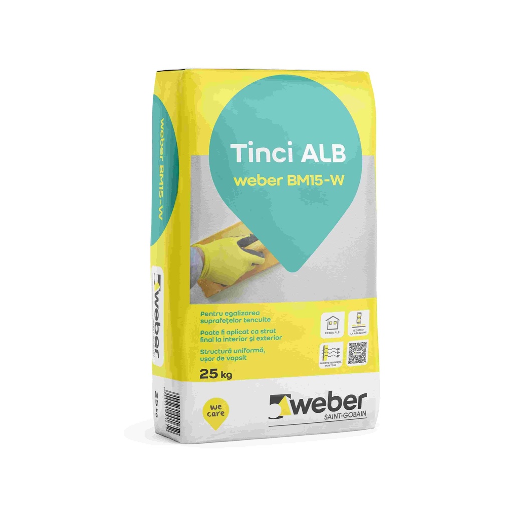 Tinci alb pentru exterior și interior BM15W, sac hârtie 25kg 48saci/pal Weber