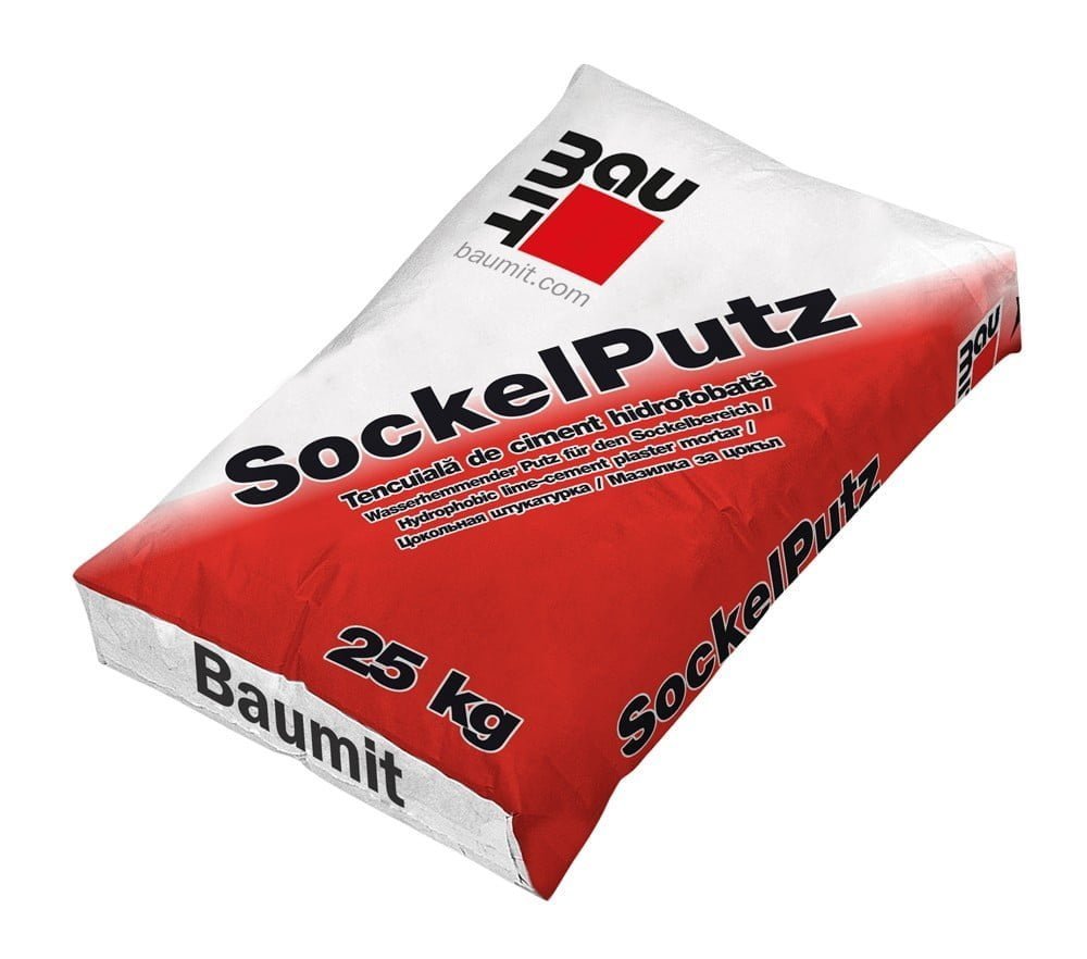 Tencuiala aplicare manuala / mecanizata, pentru soclu, SockelPutz, interior / exterior, 25kg Baumit 