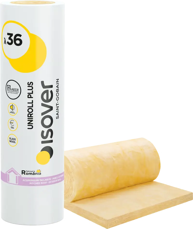 Vata minerala de sticla Uniroll Plus 2 x 5000x1200x50mm Λd=0,036 12mp/rola Isover