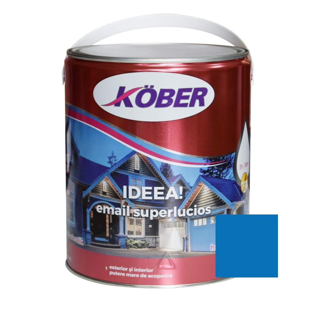 Vopsea alchidica pentru lemn / metal, Kober Ideea, interior / exterior, albastru luminos, 4 L