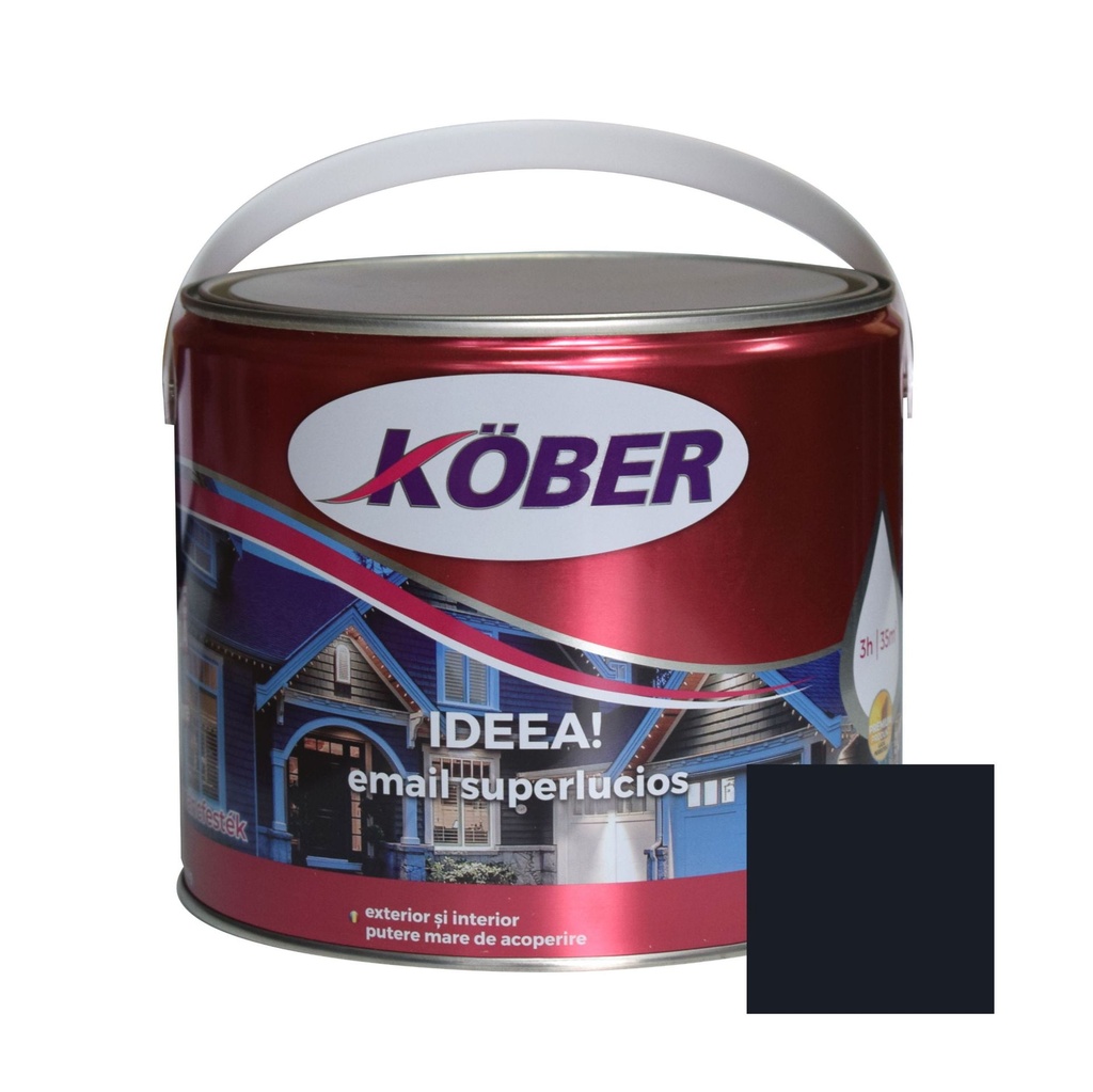 Vopsea alchidica pentru lemn/metal, Ideea, interior/exterior, gri antracit, 2.5l Kober