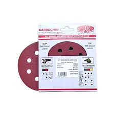 Set 5 bucati discuri velcro, Carbochim, SV115x8 HENR granulatie 120 suport hartie pentru slefuire, finisare lemn si metal in mediu uscat